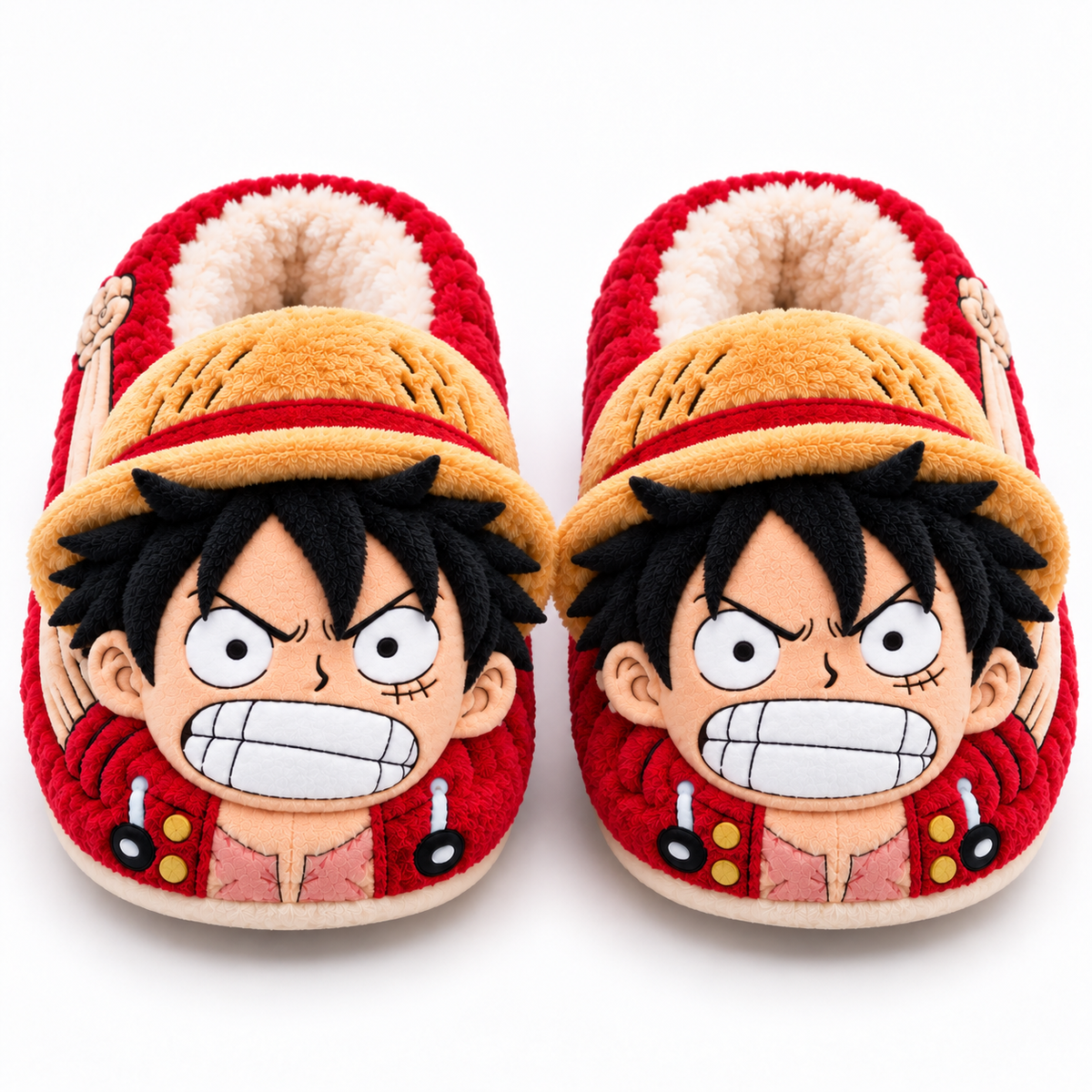 Luffy Straw Hat Plush Slippers