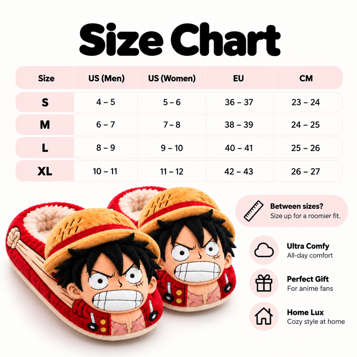 Luffy Straw Hat Plush Slippers